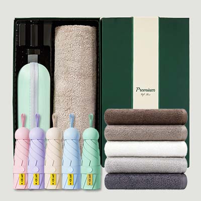 초경량 동글손잡이 캡슐5단 암막양우산+송월타올뉴라이트무지150g 우산타올 선물세트
